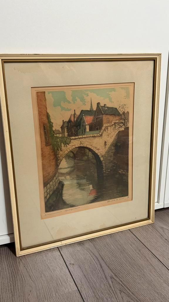 Originele ets Hendrik de Laat (gesigneerd), Antiek en Kunst, Kunst | Etsen en Gravures, Ets, Stadsgezicht, Ophalen of Verzenden