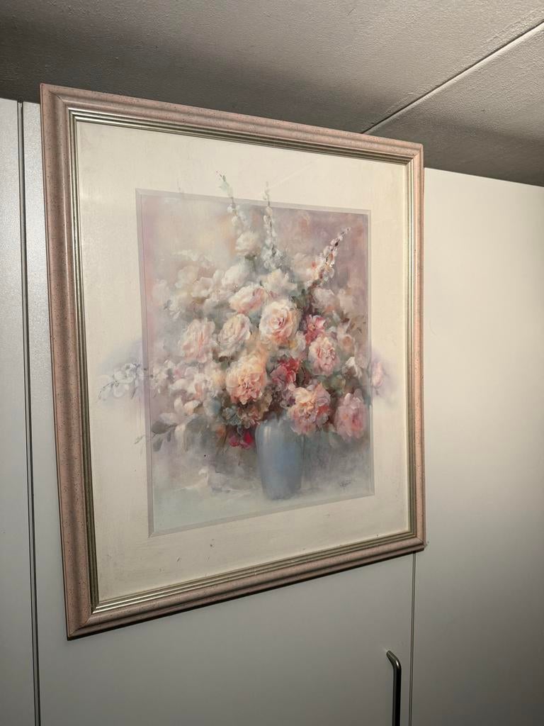 Schilderij Willem Haenraets-Romantisch Bloemenstilleven, Antiek en Kunst, Ophalen of Verzenden