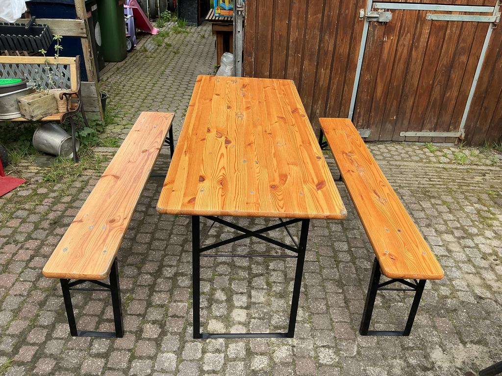 Tk nette biertafel set 180 cm zware kwaliteit zie foto s ., Ophalen, Gebruikt, Inklapbaar, Rechthoekig