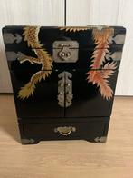 Chinese sieradenkist massief hout, draak & feniks decoratie, Ophalen, Zo goed als nieuw, Minder dan 50 cm