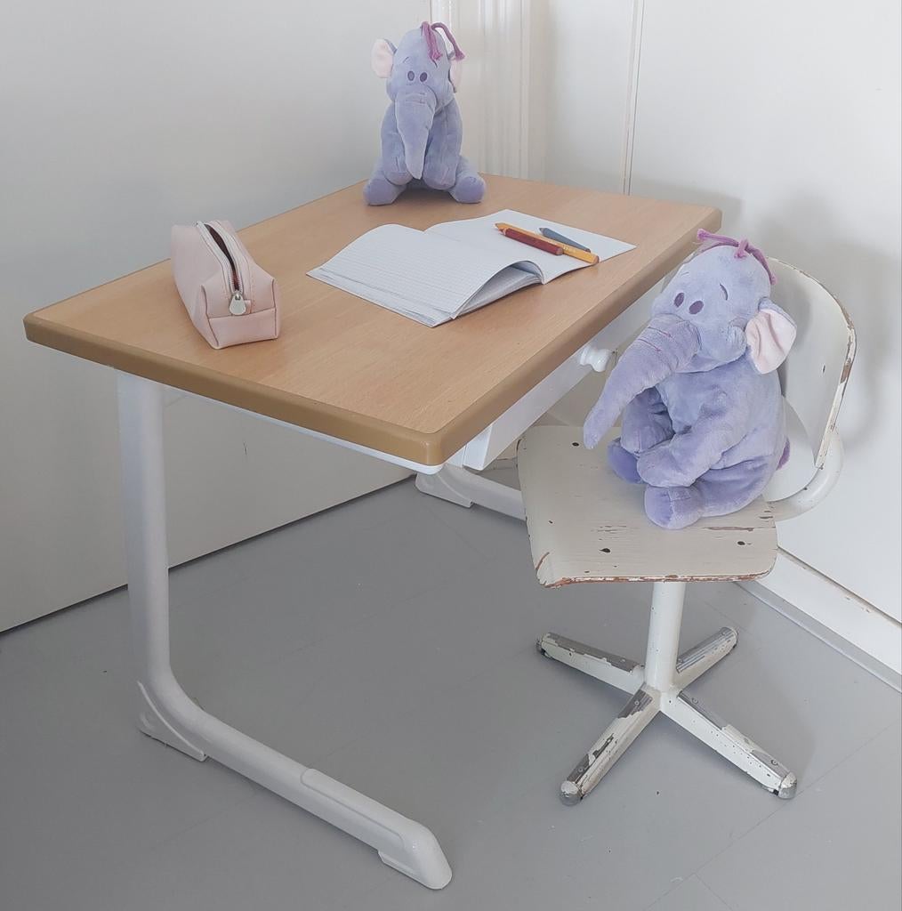 Kindertafel Kinderbureau Kinderstoel Vintage Schoolmeubilair, Ophalen