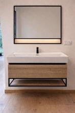 Moderne wastafel met spiegel (incl licht) en kast, Ophalen, 50 tot 100 cm, Zo goed als nieuw, Minder dan 100 cm