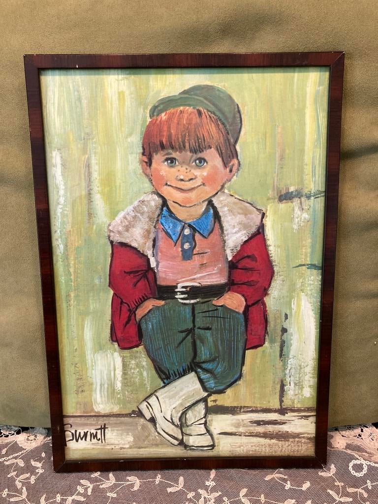 Vintage schilderijtje, prent van Burnett (080324), 1960 tot 1980, Gebruikt, Ophalen of Verzenden, Prent