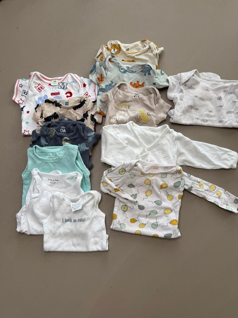 Pakket van 12 jongens rompers maat 50/56, Kinderen en Baby's, Babykleding | Maat 50, Ophalen of Verzenden, Zo goed als nieuw, Jongetje