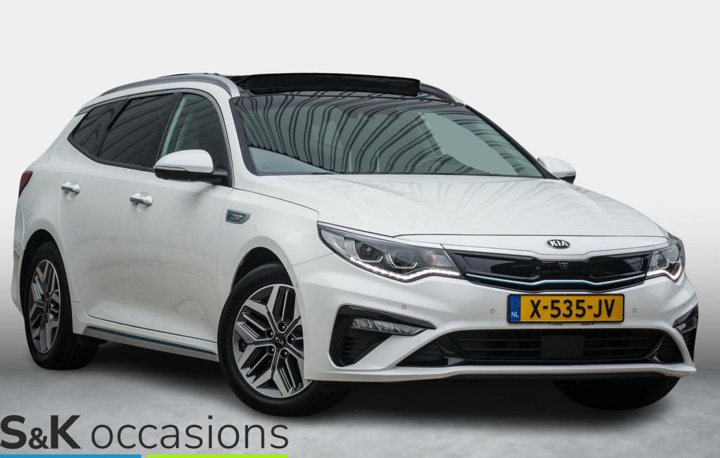 Kia Optima Sportswagon 2.0 GDI PHEV HalfLeder PANODAK Keyles, Auto's, Kia, Stof, Gebruikt, Wit, Plug-in hybride