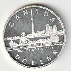 1  dollar  1984  Canada. km. 140   proof/unc, Ophalen of Verzenden, Noord-Amerika, Losse munt, Zilver