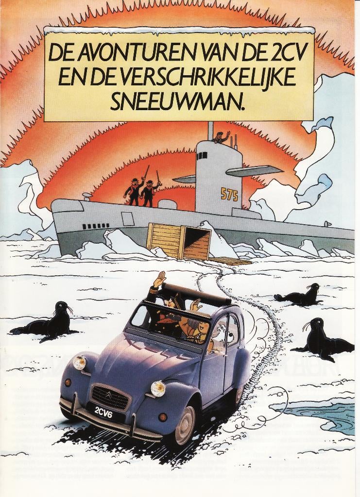 Kuifje en de avonturen van de 2CV en de sneeuwman,, Ophalen of Verzenden, Gelezen, Citroën