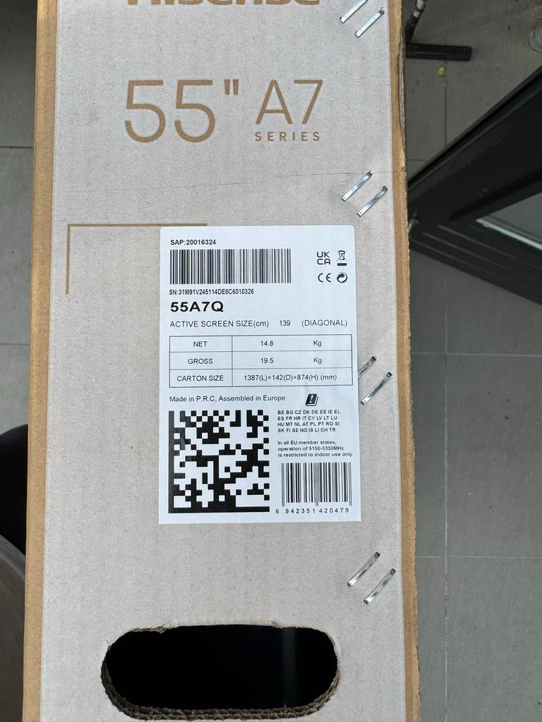 Hisense 55A7 QLED Smart TV, QLED, 50 Hz, Nieuw, 100 cm of meer