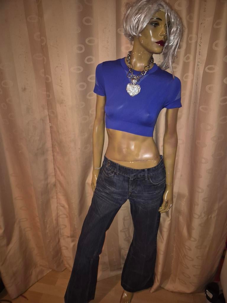 Donkere spijkerbroek met wijde pijpen van vanilia maat 40, Blauw, Vanilia, Ophalen of Verzenden, Zo goed als nieuw