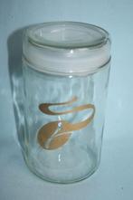 Vintage glazen voorraadpot met deksel 20 cm hoog, Ophalen of Verzenden