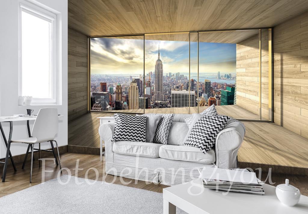 New York fotobehang 3D zicht, New York behang Fotobehang4you, Huis en Inrichting, Stoffering | Behang, Verzenden, Minder dan 10 m²