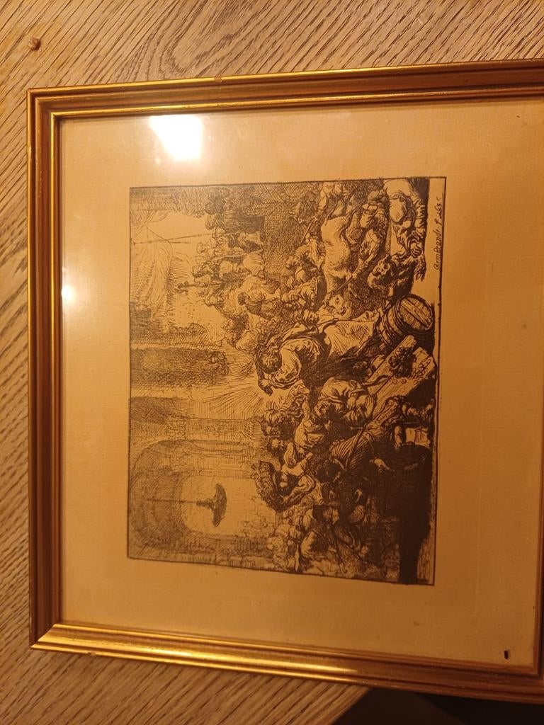 Rembrandt ets: Christus drijft geldwisselaars uit de tempel, Ophalen