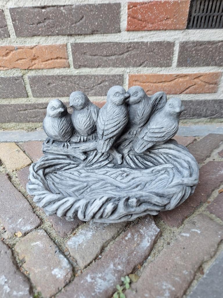 Betonnen drinkbakje met vogels voor tuin, Tuin en Terras, Tuinbeelden, Ophalen, Nieuw, Beton, Dierenbeeld