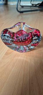 Glazen schaal rood met luchtbellen, Ophalen of Verzenden