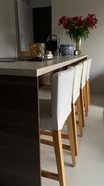 Set van 4 moderne barkrukken met stoffen bekleding - ikea, Huis en Inrichting, Barkrukken, Ophalen, Gebruikt, Met voetsteun, 60 tot 90 cm