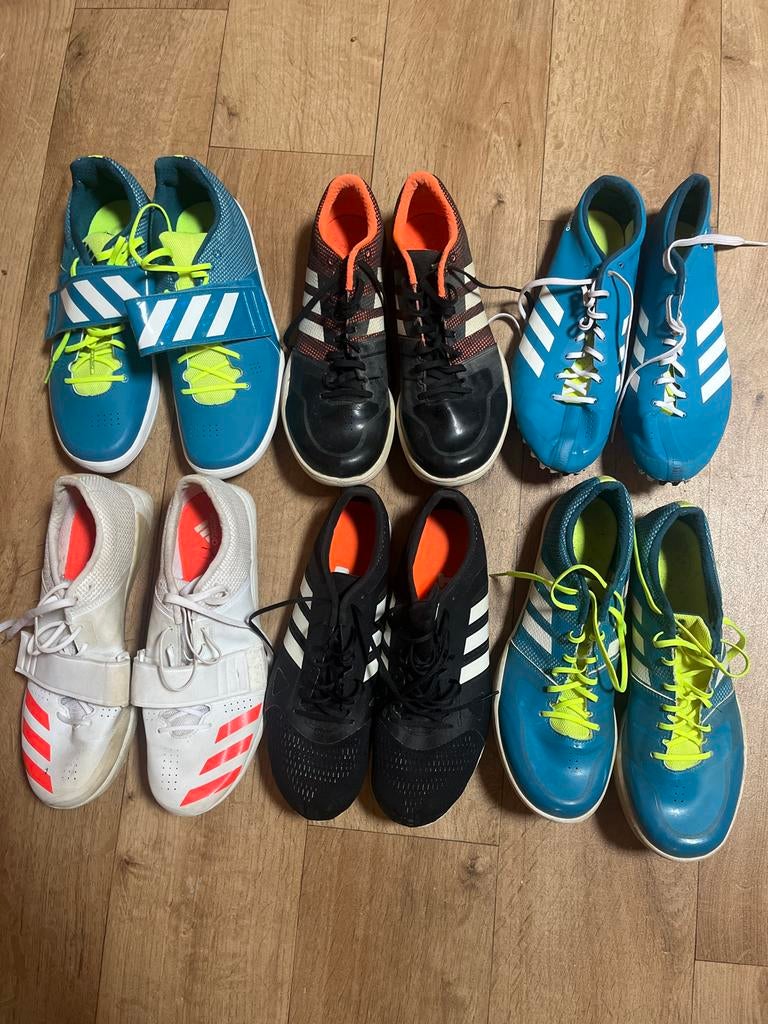 Verschillende Adidas atletiekspikes maat 43 1/3, Sport en Fitness, Loopsport en Atletiek, Adidas, Gebruikt, Ophalen of Verzenden