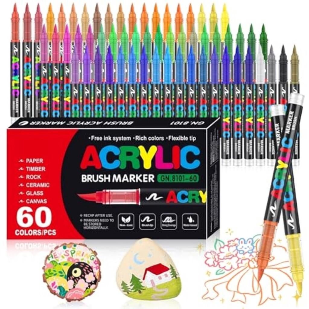 60delig acryl penseelstiften set Waterbestendige verfmarkers, Ophalen of Verzenden, Nieuw, Acrylverf