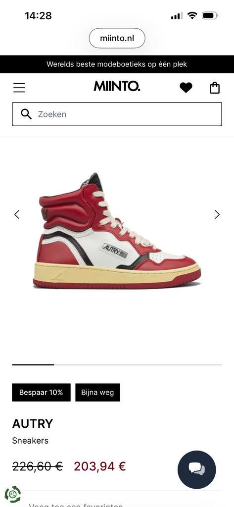 Autry Medalist Mid Sneakers maat 39, Ophalen of Verzenden, Gedragen, Rood, Sneakers of Gympen