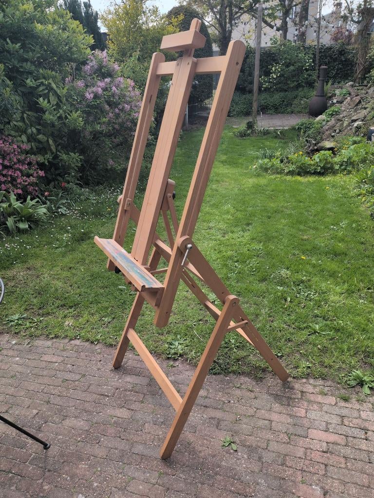 Grote houten schildersezel, verstelbaar, Hobby en Vrije tijd, Schilderen, Ophalen, Gebruikt, Ezel