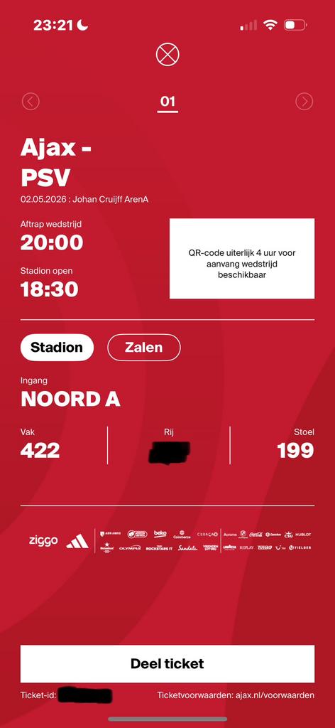 Ajax - Psv 2 Kaarten (met toegang tot Ziggo Lounge!), Tickets en Kaartjes, Sport | Voetbal, Twee personen, November