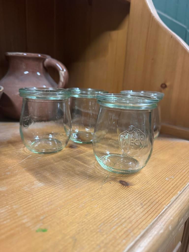 4x WECK Tulpglas 220 ml - Ø 60 mm - met glasdeksel, Glas, Ophalen of Verzenden, Zo goed als nieuw, Voorraadpot