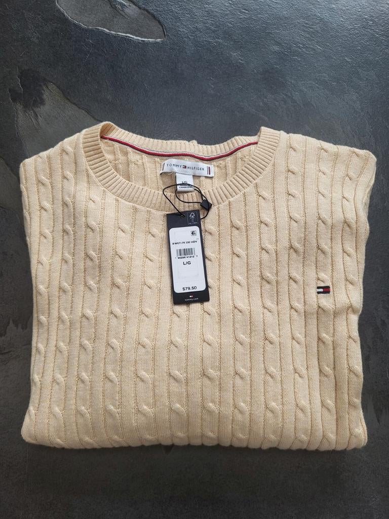 Tommy Hilfiger kabeltrui maat m spiksplinternieuw!!!, Maat 38/40 (M), Beige, Nieuw, Ophalen of Verzenden