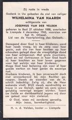 Haaren Wilhelmina 1888 Best 1960 Liempde, Ophalen, Bidprentje