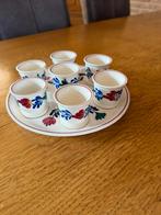 Boerenbont eierdopjes met onderbord, Ophalen of Verzenden