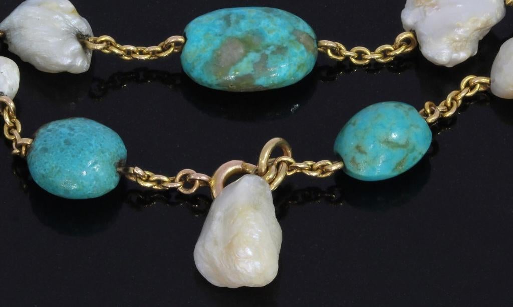 Turkoois edelsteen 14k gouden fraaie armband dames vintage, Sieraden, Tassen en Uiterlijk, Antieke sieraden, Verzenden, Goud, Armband