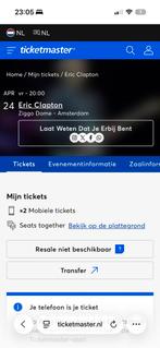 2 Tickets Eric Clapton Ziggodome, Twee personen