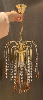 Vintage Murano Teardrop Kroonluchter Roze Goud, Huis en Inrichting, Lampen | Kroonluchters, Ophalen, Gebruikt, Glas