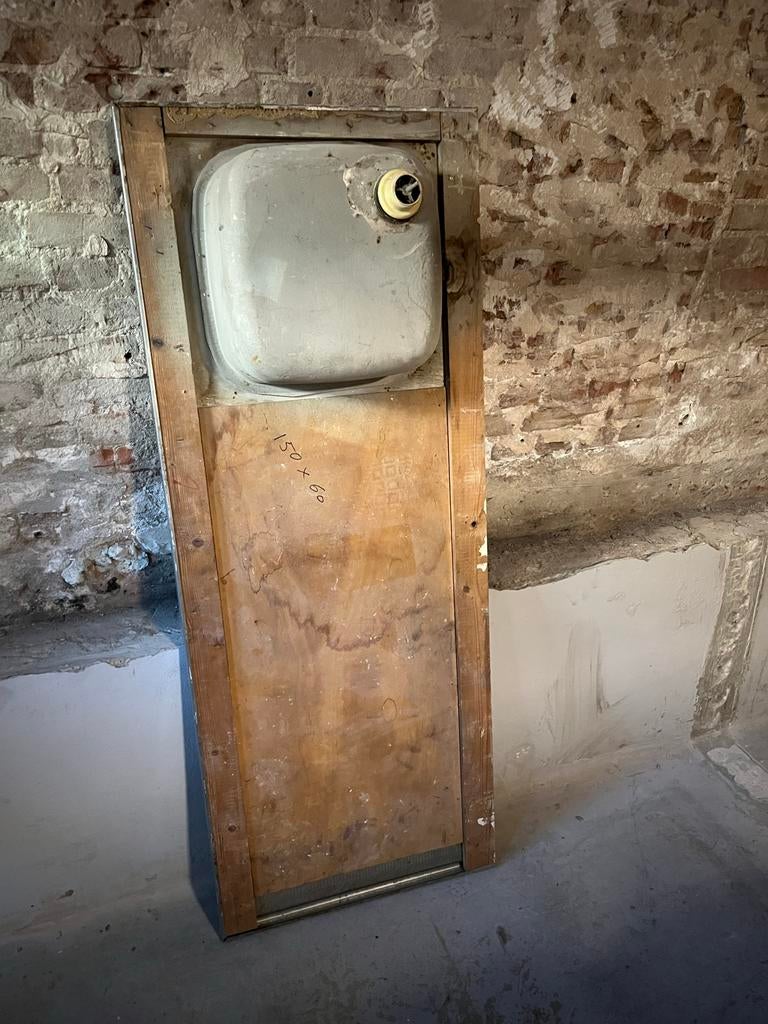 RVS aanrechtblad met spoelbak 150x60 cm, Huis en Inrichting, Keuken | Keukenelementen, Ophalen, Gebruikt, Grijs