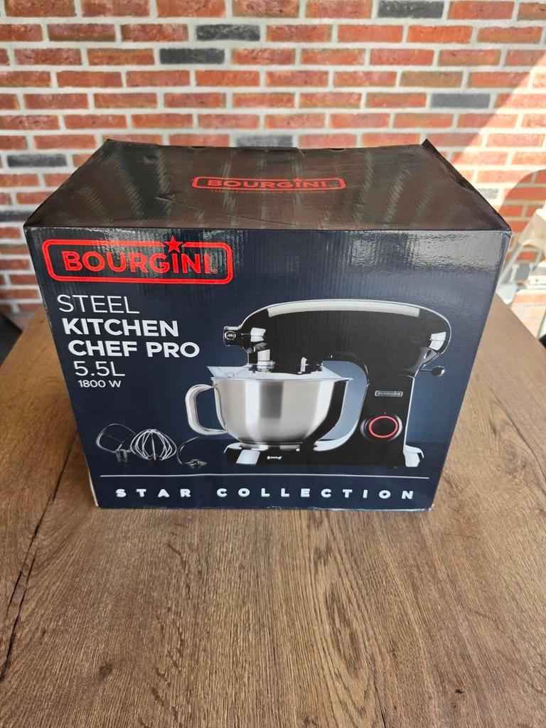 NIEUW IN DOOS: Bourgini Steel Kitchen Chef Pro 5.5L 1800W, Ophalen, 4 liter of meer, Nieuw, 3 snelheden of meer