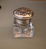 Glazen potje /inktpotje met echt zilveren dop., Antiek en Kunst, Verzenden, Zilver