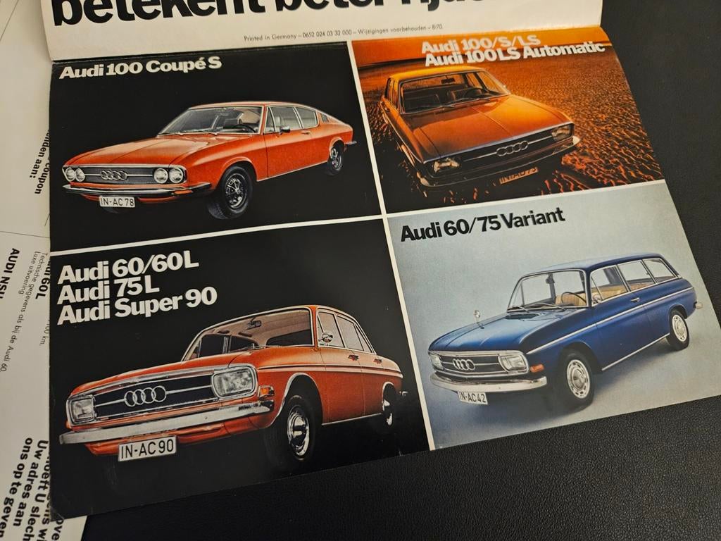 2 Brochures Audi NSU 1970 & 1971, Ophalen of Verzenden, Zo goed als nieuw, Audi