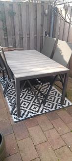 Moderne tuinset met 4 stoelen en tafel, Ophalen, 4 zitplaatsen, Aluminium, Zo goed als nieuw