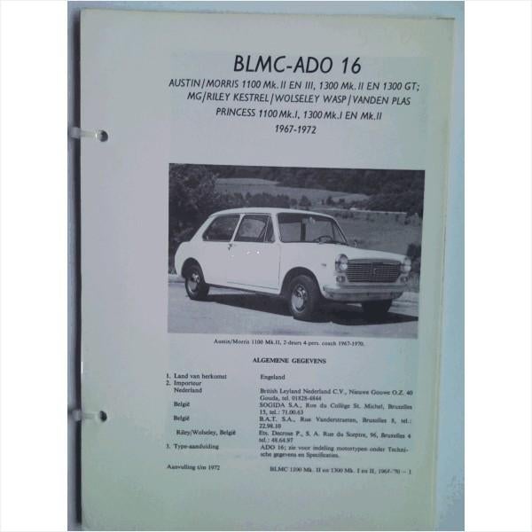 BLMC 1100 1300 Ado 16 Vraagbaak losbladig 1967-1970 #3 Neder, Ophalen of Verzenden, Gelezen, Overige merken