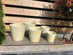 5 mintgroene bloempotten - Zo goed als nieuw, Tuin en Terras, Bloempotten, Ophalen, Rond, Binnen, Zo goed als nieuw