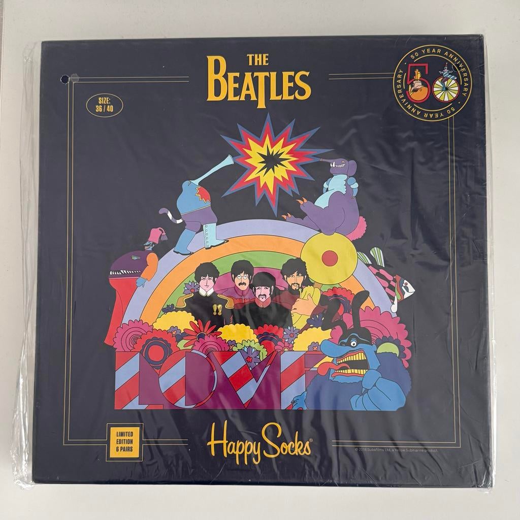 Happy Socks The Beatles Limited Edition Sokken (6 paar), Sokken en Kniesokken, Overige kleuren, Verzenden, Maat 35 t/m 38