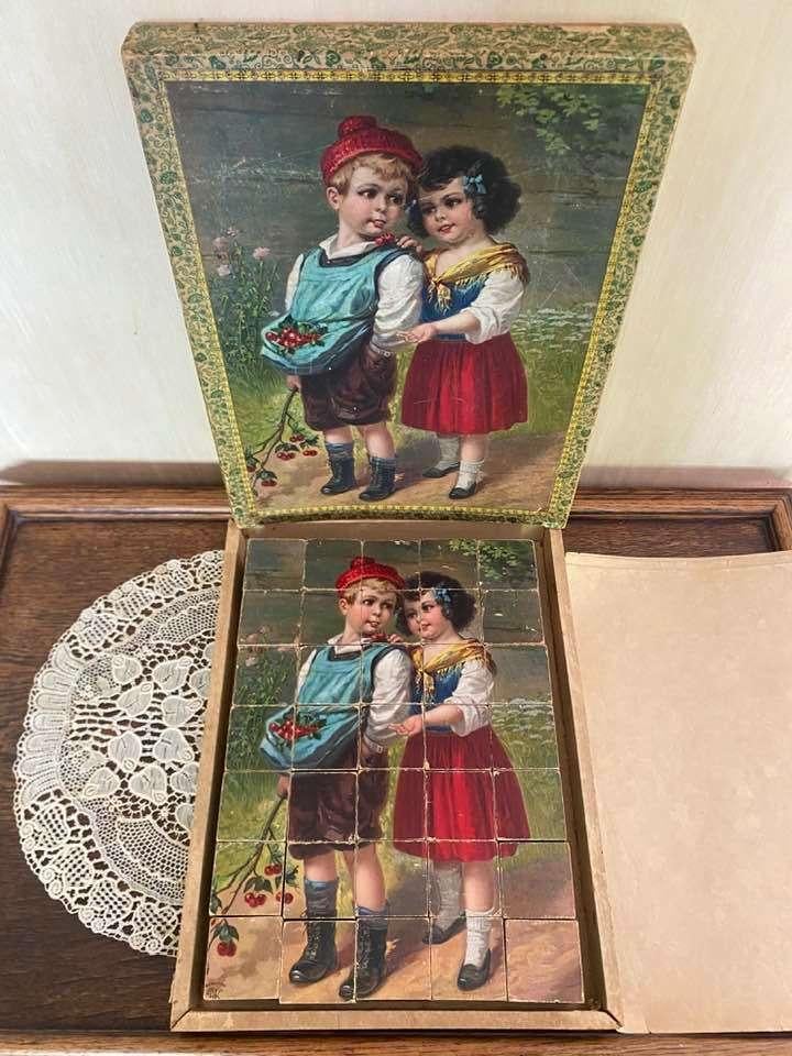 Antiek Victoriaans puzzel blokken ca1880 litho izgs Germany, Antiek en Kunst, Antiek | Speelgoed, Ophalen of Verzenden
