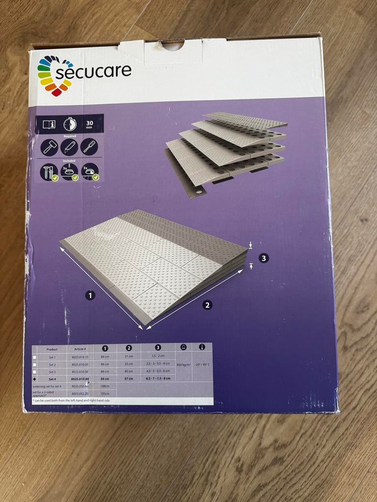 Secucare Drempelhulp modulair 4 laags (6,5 / 7 / 7,5 / 8 cm), Diversen, Verpleegmiddelen, Ophalen of Verzenden, Nieuw