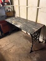 Toffe antieke tafel met gietijzeren onderstel, Tuin en Terras, Tuintafels, Ophalen, Gebruikt, Rechthoekig, Hout