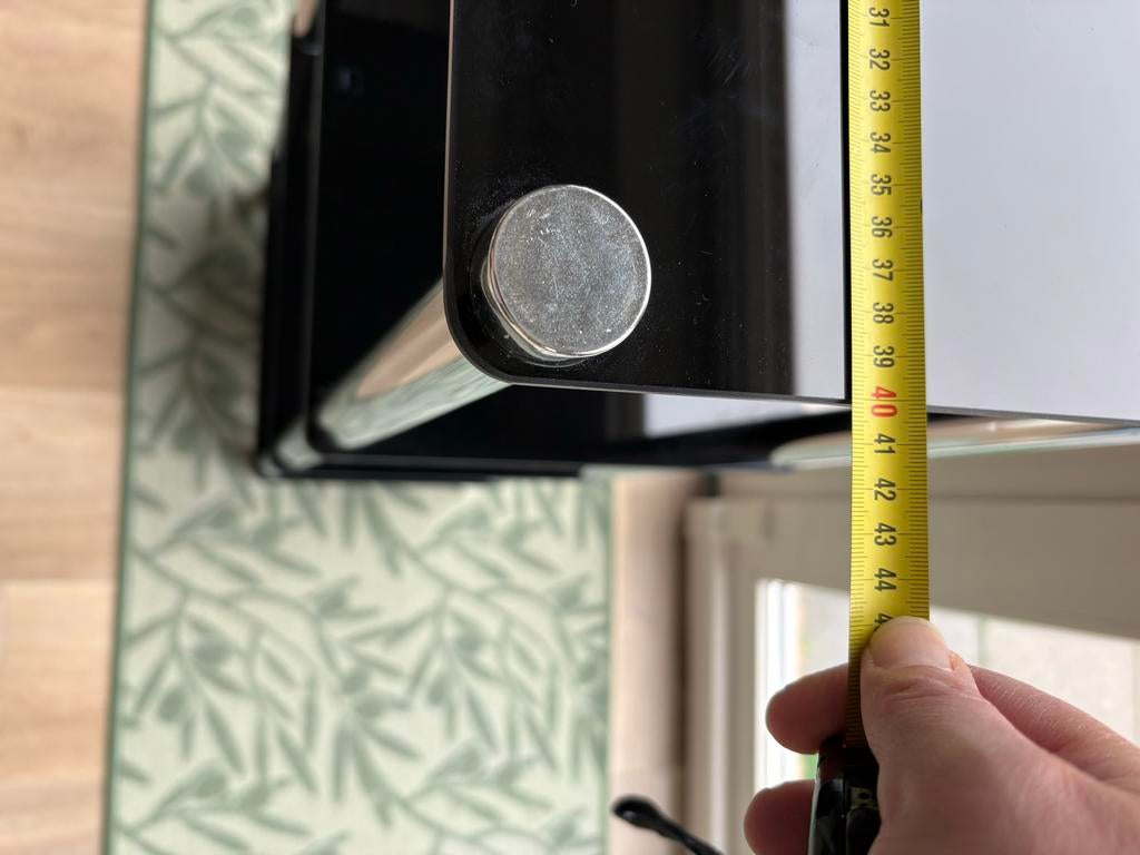 Zwart hoogglans badkamermeubel met 4 glazen platen, Minder dan 50 cm, Gebruikt, Overige typen, Ophalen of Verzenden