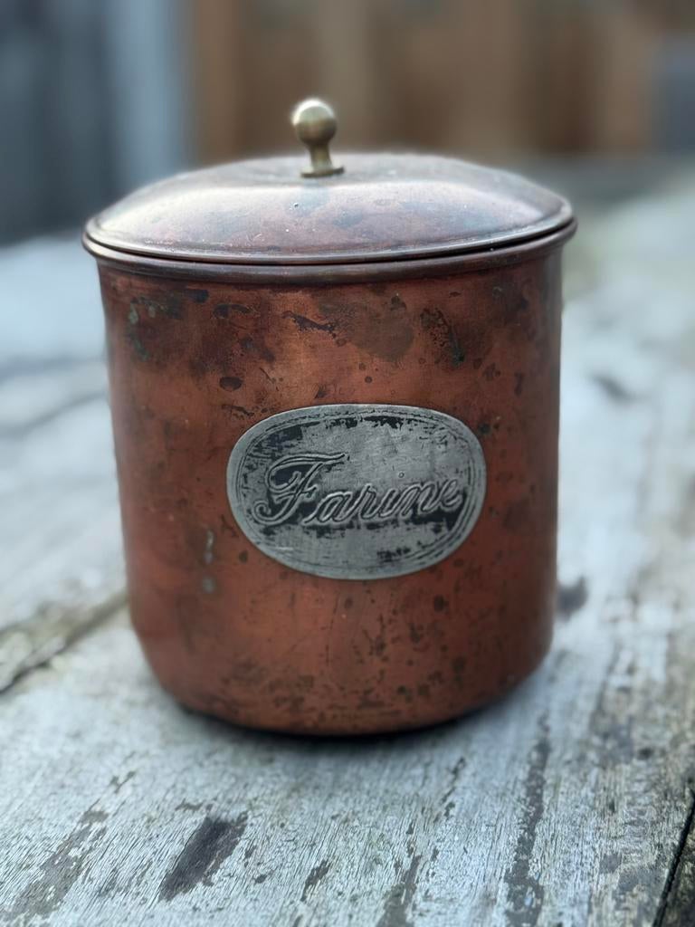 Koperen mee voorraad pot frans, Antiek en Kunst, Antiek | Keukenbenodigdheden, Ophalen of Verzenden