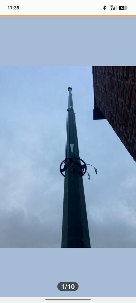 Leger mast 9.5 meter, antenne mast., Ophalen, Mast