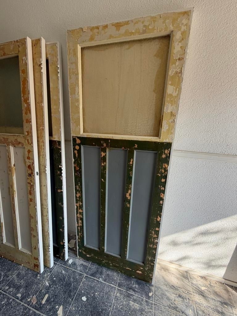 Originele binnen deuren jaren ‘30 - 4 stuks, Ophalen, Binnendeur, 200 tot 215 cm, Glas