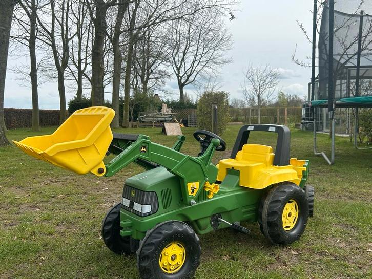 John Deere traptrekker met voorlader en aanhanger, Kinderen en Baby's, Speelgoed | Buiten | Voertuigen en Loopfietsen, Gebruikt