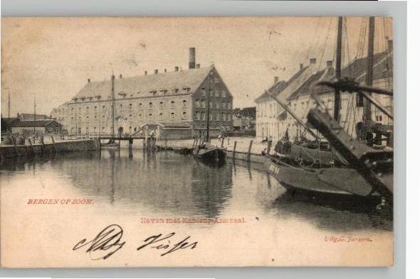 Bergen op Zoom Haven boot BZ 51 + Kazerne-Arsenaal st 1902, Ophalen of Verzenden, Voor 1920, Gelopen, Noord-Brabant