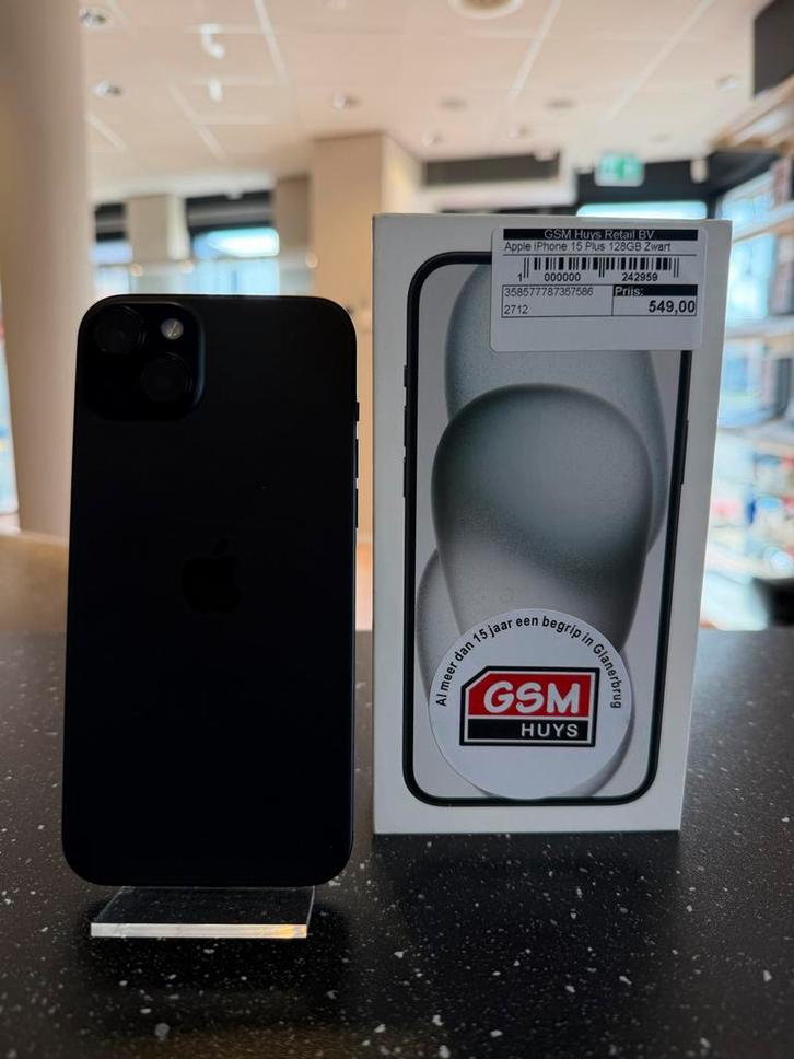Apple iPhone 15 Plus 128GB Zwart Refurbished 87% accu, Telecommunicatie, Mobiele telefoons | Apple iPhone, Refurbished, 128 GB
