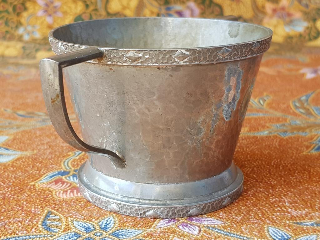 Mooi antiek Argent pewter suiker en roomstel uit Engeland., Ophalen of Verzenden